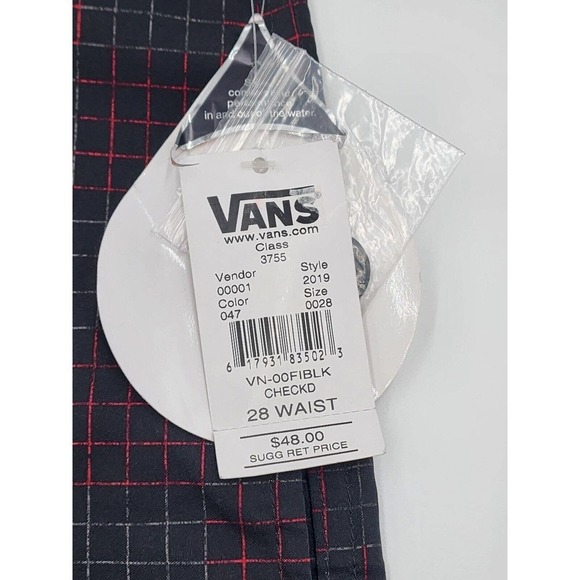 VANS Men's Hybrid Shorts VANPHIBIAN Red Black Checkered NWT Size 28 - Picture 10 of 12